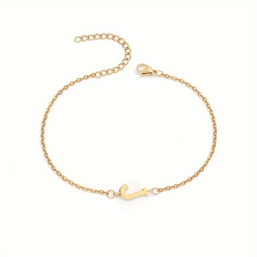 Chic 1Pc Letter Shape Beads Thin Chain Bracelet - Elegant Minimalist Hand Chain for Women