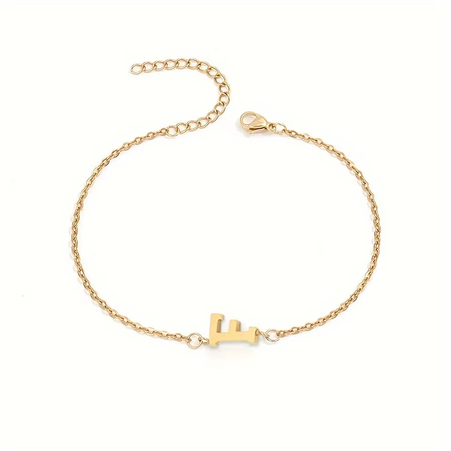Chic 1Pc Letter Shape Beads Thin Chain Bracelet - Elegant Minimalist Hand Chain for Women