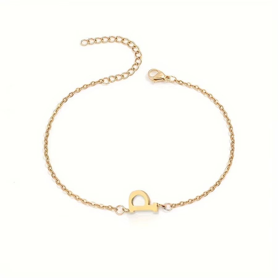 Chic 1Pc Letter Shape Beads Thin Chain Bracelet - Elegant Minimalist Hand Chain for Women