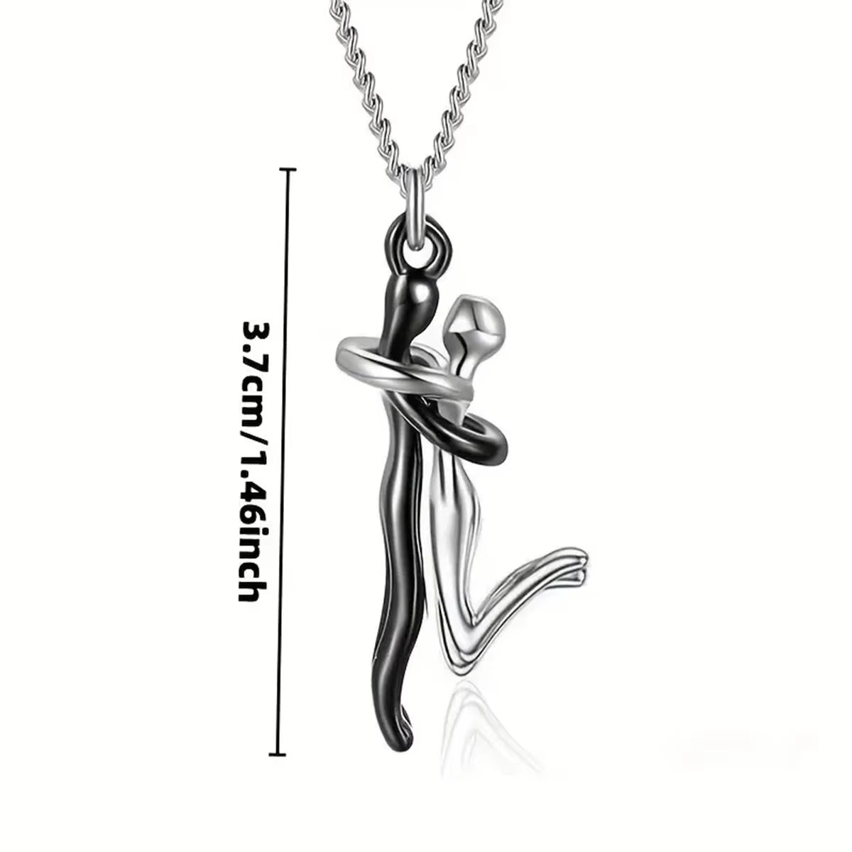 Chic Black Hug Pendant Necklace for Couples - Elegant Love Symbol, Perfect for Party & Daily Wear