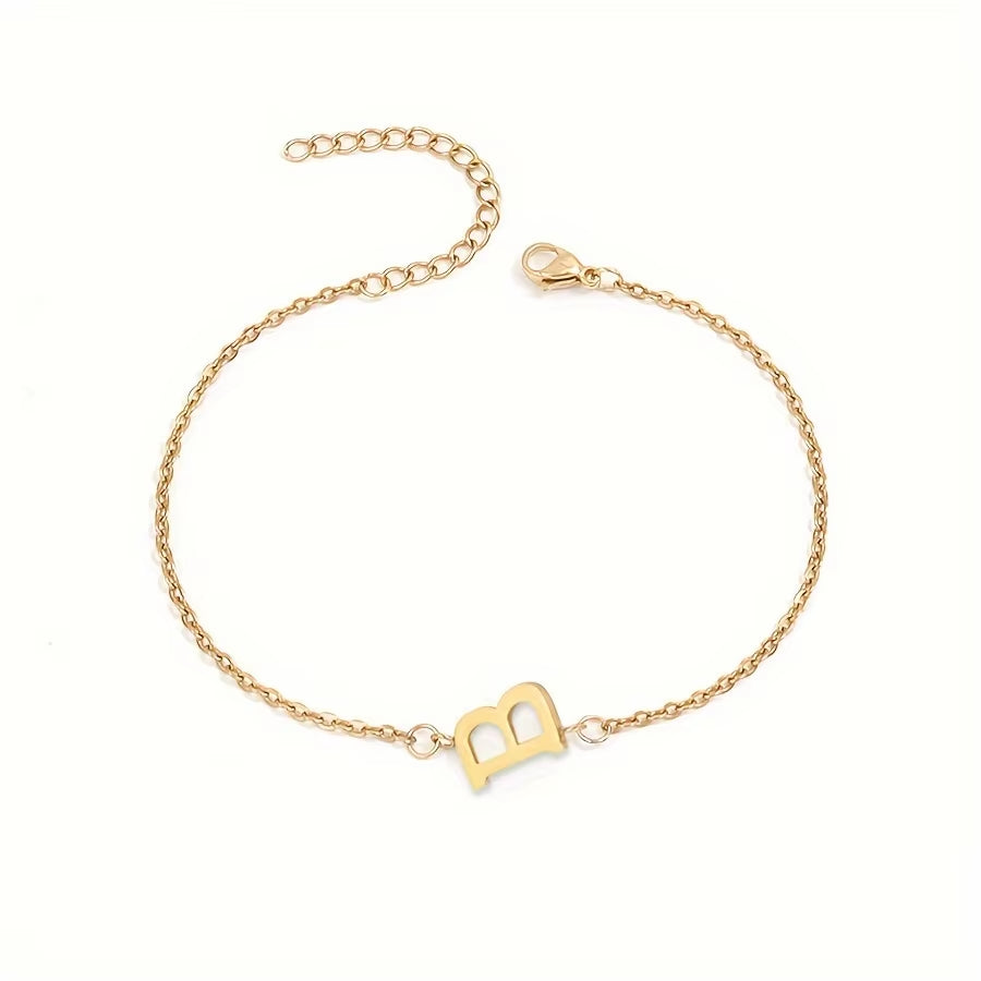 Chic 1Pc Letter Shape Beads Thin Chain Bracelet - Elegant Minimalist Hand Chain for Women