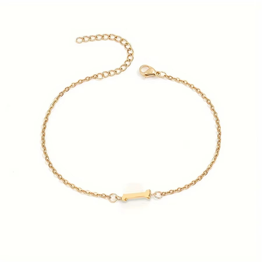 Chic 1Pc Letter Shape Beads Thin Chain Bracelet - Elegant Minimalist Hand Chain for Women
