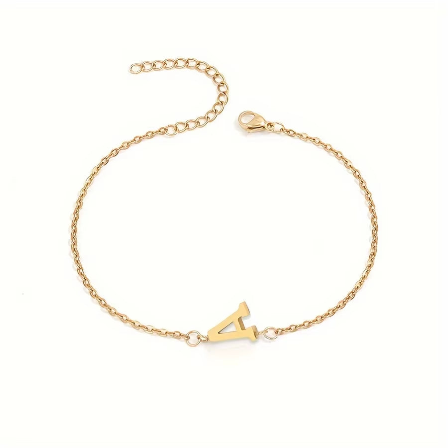 Chic 1Pc Letter Shape Beads Thin Chain Bracelet - Elegant Minimalist Hand Chain for Women