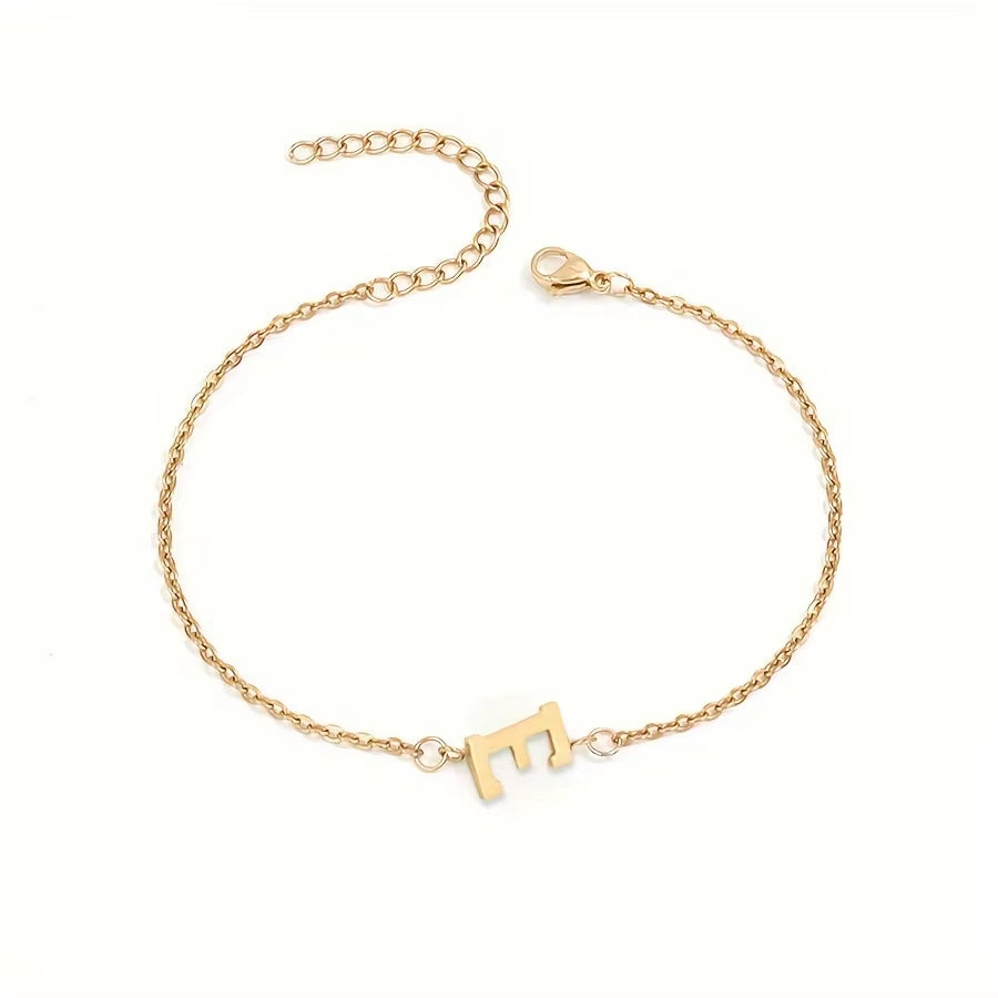 Chic 1Pc Letter Shape Beads Thin Chain Bracelet - Elegant Minimalist Hand Chain for Women
